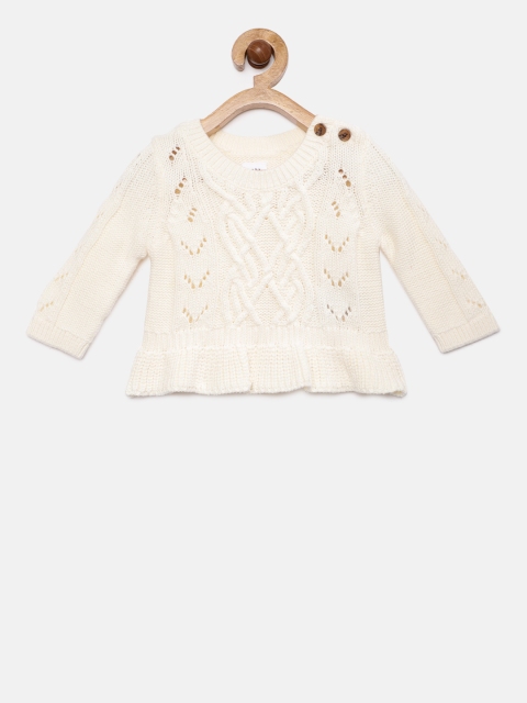 

GAP Baby Girls' Cable-Knit Peplum Sweater, Off white