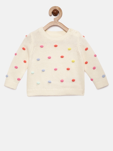 

GAP Baby Girls' Embroidered Dot Sweater, Off white