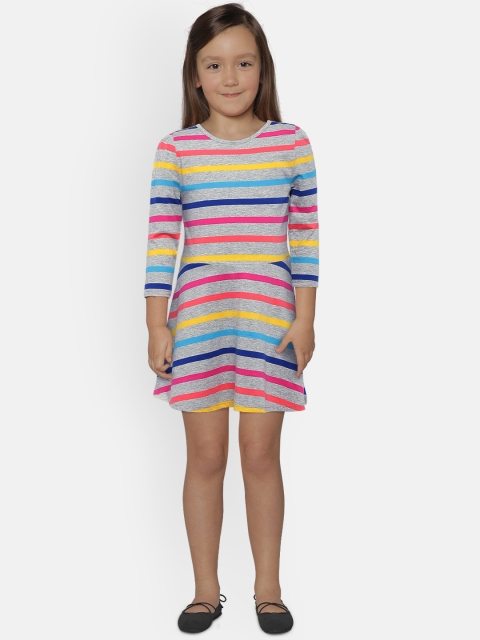 

GAP Baby Girls' Multicoloured Mix-Fabric Skater Dress, Multi