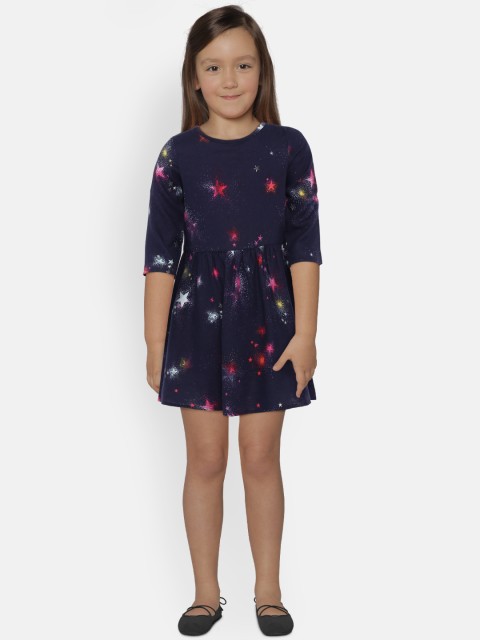

GAP Girls' Star Fit and Flare Dress, Navy blue