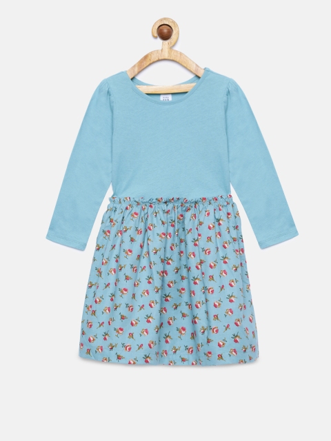 

GAP Girls Blue Long Sleeve Mix-Fabric Dress