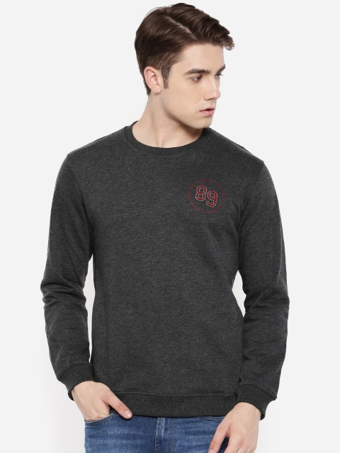 

Peter England Men Charcoal Grey Solid Sweatshirt