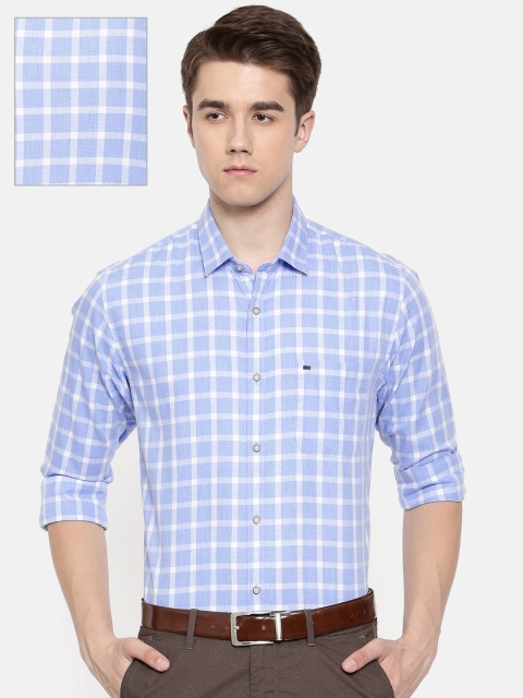 

Peter England Men Blue & White Slim Fit Checked Casual Shirt