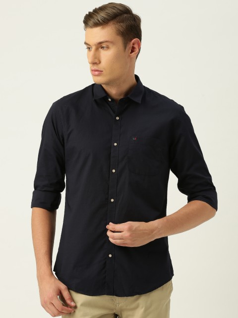 

Peter England Men Navy Blue Slim Fit Solid Casual Shirt