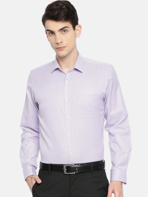 

Peter England Men Purple & White Slim Fit Checked Formal Shirt