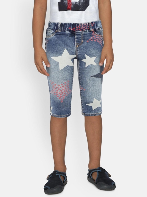 

GAP Girls Blue Superdenim Star Printed Jeggings