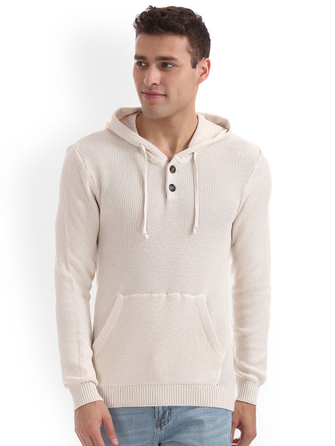 

Aeropostale Men Cream-Coloured Solid Pullover