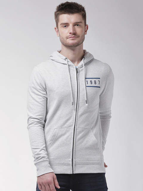 

Aeropostale Men Grey Printed Hooded Sweatshirt