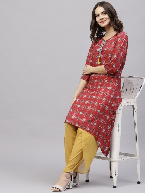 

Shree Women Red & Grey Printed A-Line Kurta