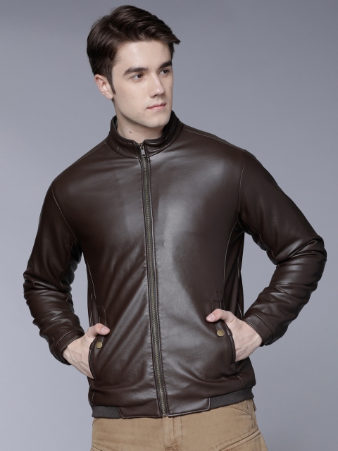 

LOCOMOTIVE Men Coffee Brown Solid Open Front Jacket