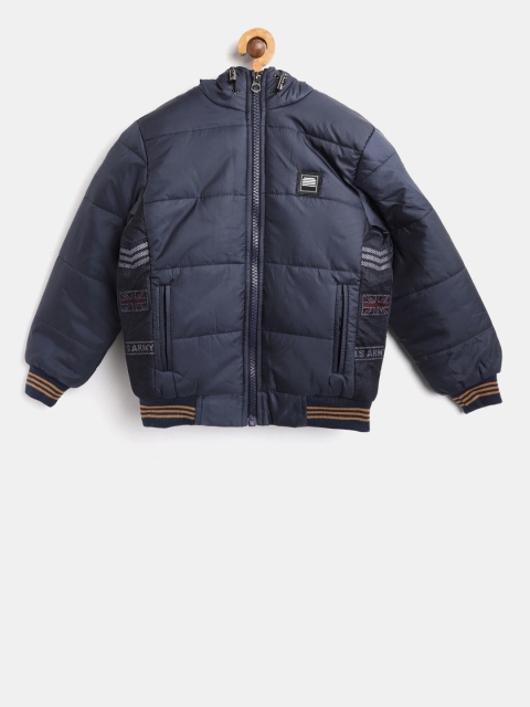 

Fort Collins Boys Navy Blue Solid Hooded Bomber Jacket