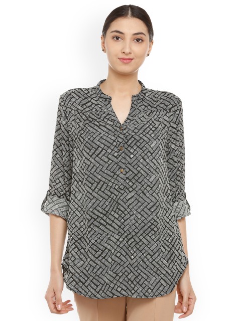 

Van Heusen Woman Women Grey Printed Shirt Style Top