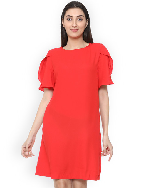 

Van Heusen Women Red Solid A-Line Dress