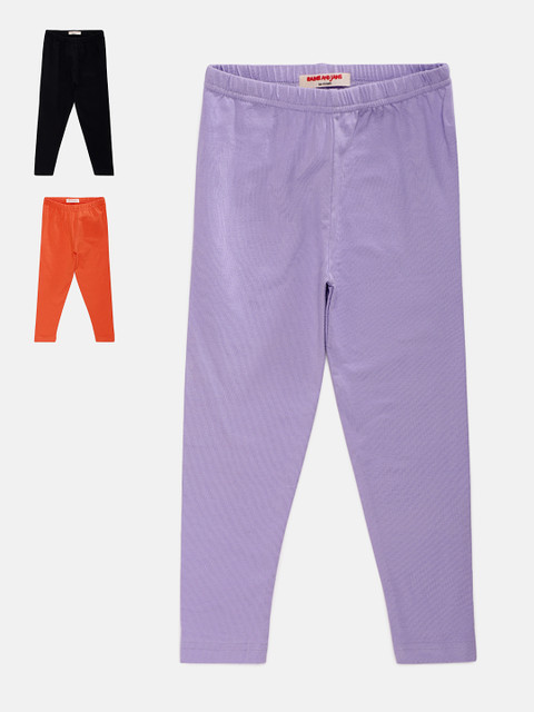 

RAINE AND JAINE Girls Pack of 3 Leggings, Orange