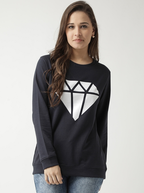 

Club York Women Navy Blue & White Printed Sweatshirt