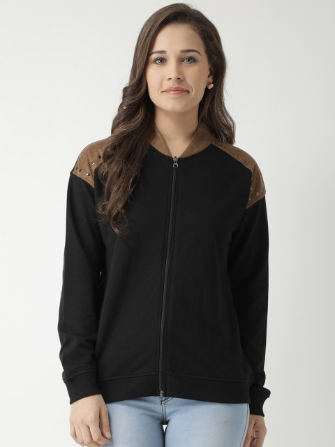 

Club York Women Black & Brown Solid Sweatshirt