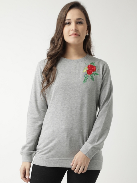 

Club York Women Grey Solid Sweatshirt