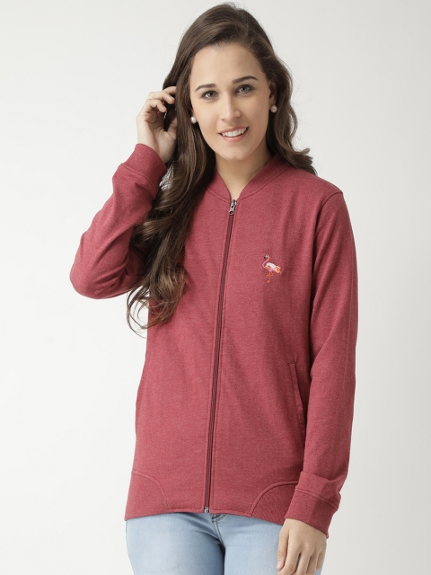 

Club York Women Maroon Solid Sweatshirt