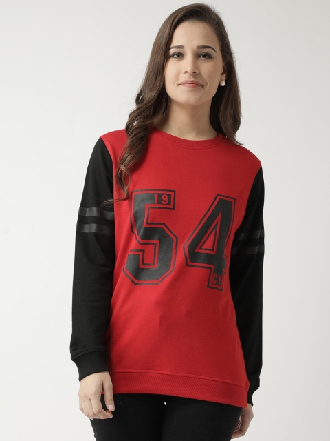 

Club York Women Red & Black Printed Sweatshirt