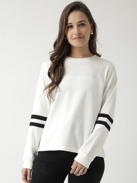 

Club York Women Off-White Solid Sweatshirt