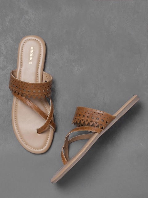 

Anouk Women Brown Solid One Toe Flats with Laser Cuts