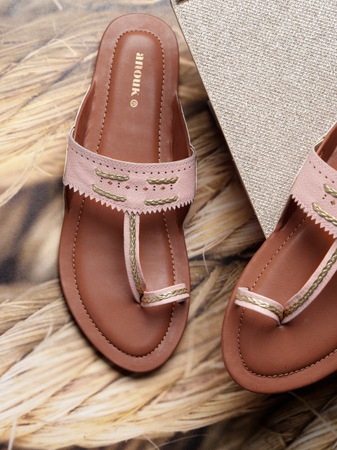 

Anouk Women Pink & Gold-Toned Braided One Toe Flats