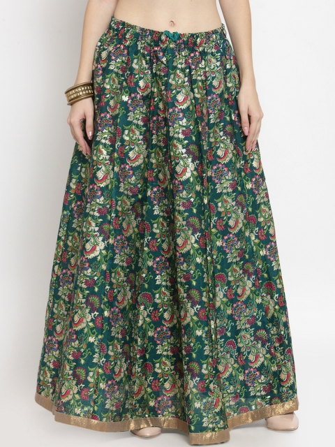 

Castle Women Green Floral Printed Flared Skirt