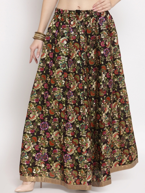 

Castle Women Black Floral Printed Flared Skirt