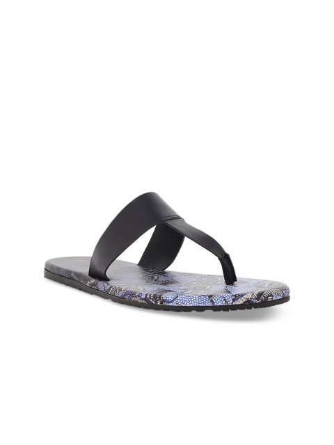 

Kanvas Men Black Solid Faux Fur T-Strap Sandals