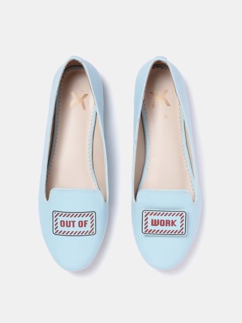 

Kook N Keech Women Blue Solid Interchangeable Velcro Patch Ballerinas