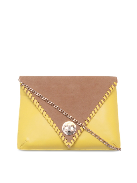 

Diwaah Tan Brown & Yellow Colourblocked Sling Bag