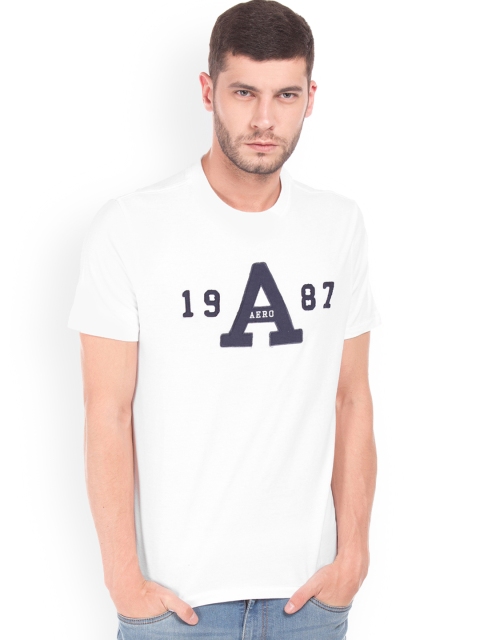 

Aeropostale Men White Printed Round Neck T-shirt