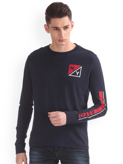 

Aeropostale Men Navy Blue Printed Round Neck T-shirt