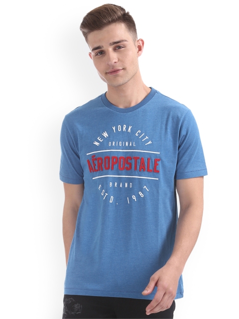 

Aeropostale Men Blue Printed Round Neck T-shirt