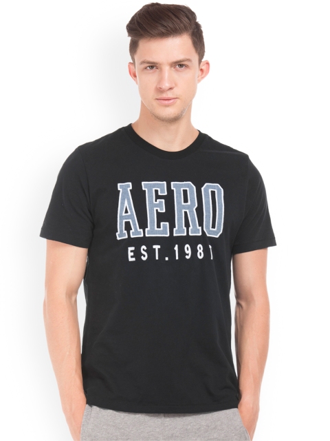 

Aeropostale Men Black Printed Round Neck T-shirt