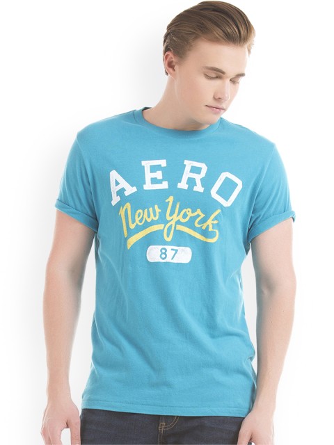 

Aeropostale Men Blue Printed Round Neck T-shirt