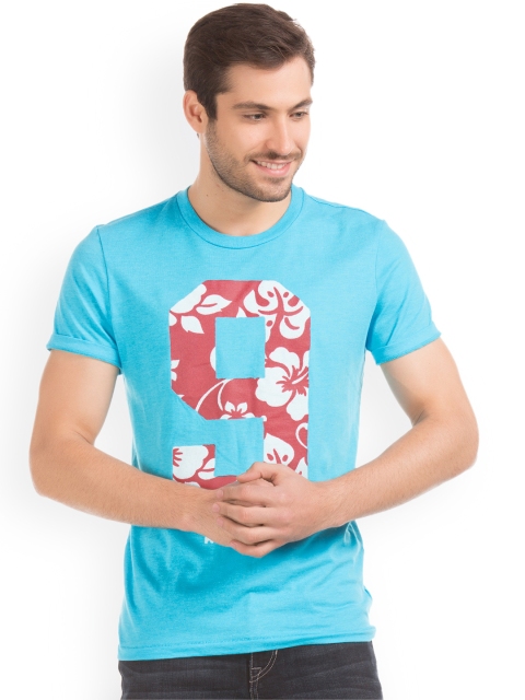 

Aeropostale Men Blue Printed Round Neck T-shirt