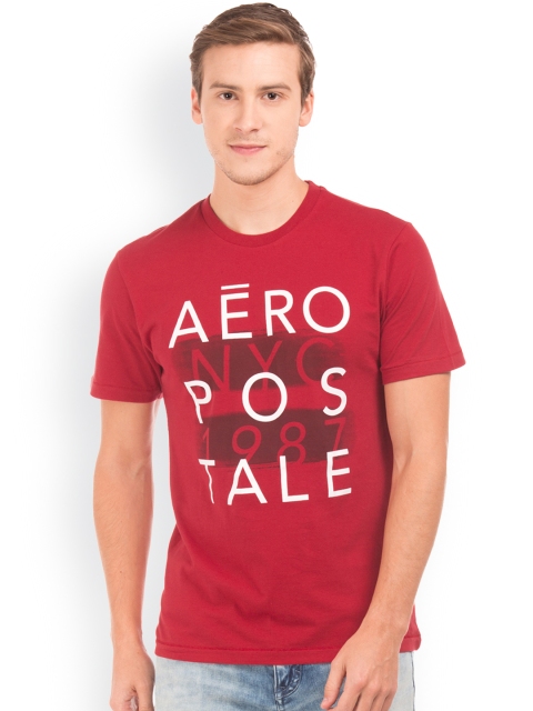

Aeropostale Men Red Printed Round Neck T-shirt