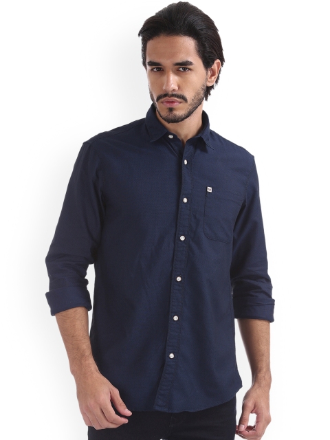 

Arrow Blue Jean Co. Men Navy Blue Slim Fit Self Design Casual Shirt