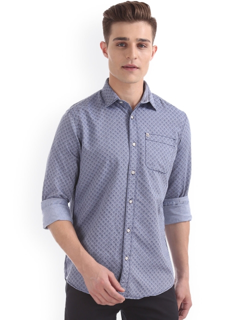 

Arrow Blue Jean Co. Men Blue Slim Fit Self Design Casual Shirt