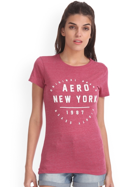 

Aeropostale Women Pink Printed Round Neck T-shirt