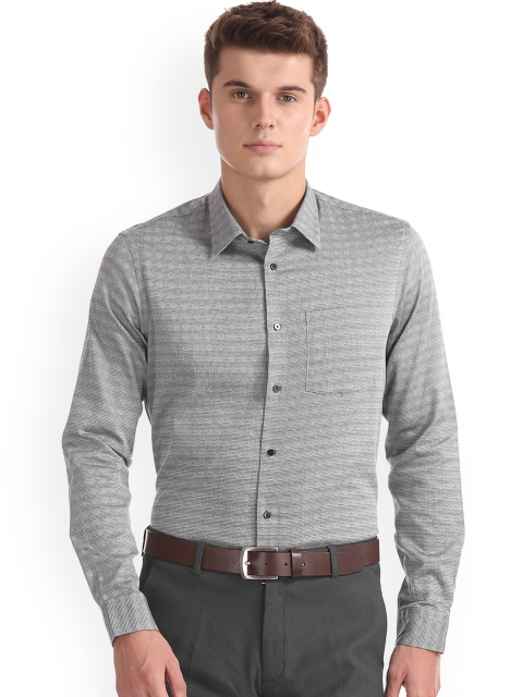 

Arrow New York Men Black & Grey Slim Fit Self Design Semiformal Shirt