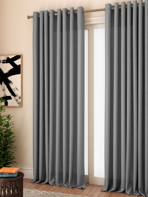 

CURTAIN LABEL Grey Self Design Single Door Curtain