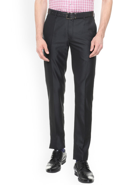 

Peter England Men Black Slim Fit Solid Formal Trousers