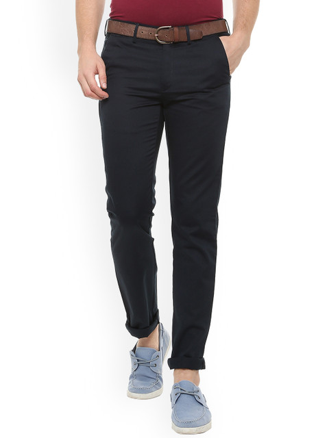 

Peter England Men Navy Blue Slim Fit Solid Chinos