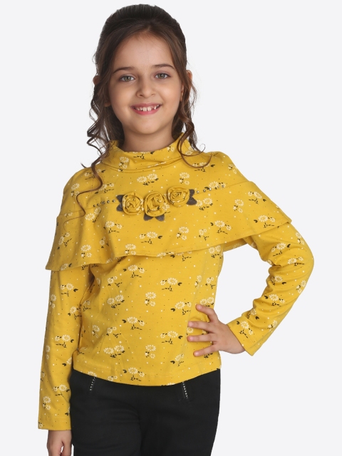 

CUTECUMBER Girls Yellow Printed Top