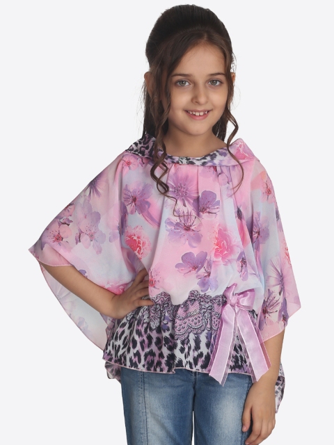 

CUTECUMBER Girls Purple Checked Kaftan Top