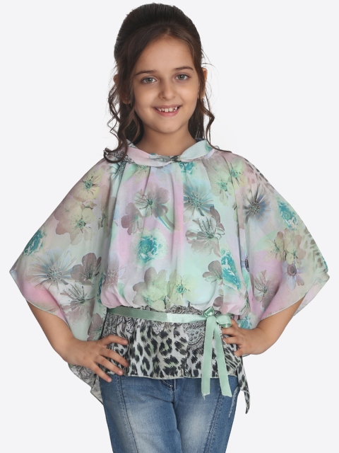 

CUTECUMBER Girls Green Checked Kaftan Top