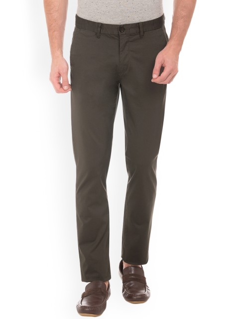 

Arrow Sport Men Green Slim Fit Self Design Regular Trousers