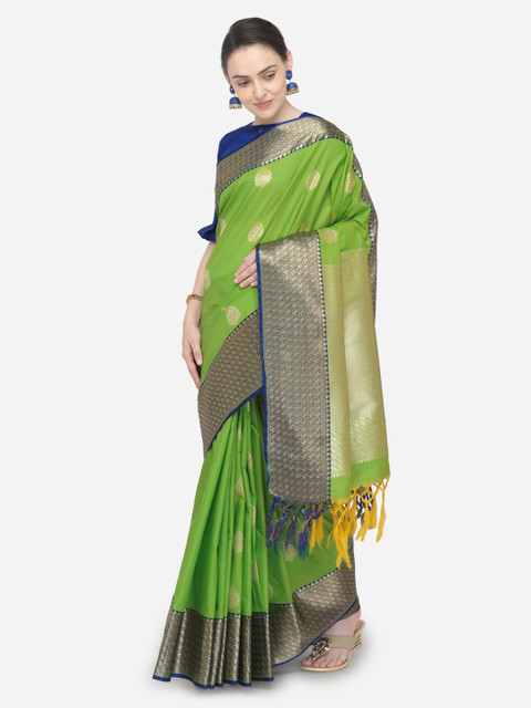 

Varkala Silk Sarees Green & Golden Woven Design Banarasi Saree